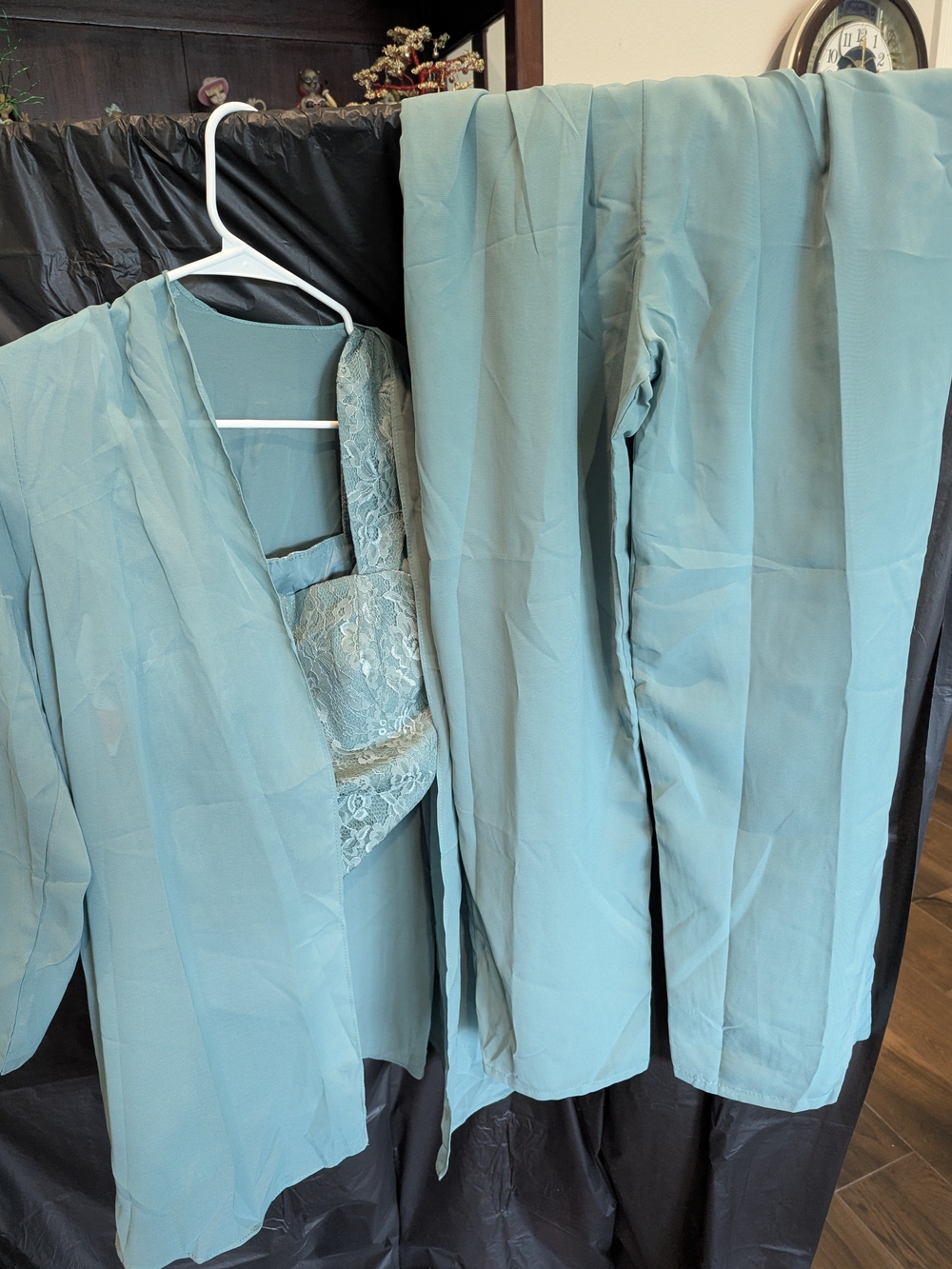 Seafoam Lace-Trim Jacket and Pants Set
